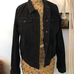 Distressed black Jean/Denim Jacket